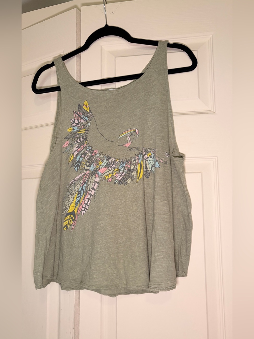 O'Neill Sage Tank Top with Colorful Feathered Bird Graphic
